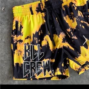 Kill Crew Black and Yellow Tie Dye Athletic Shorts